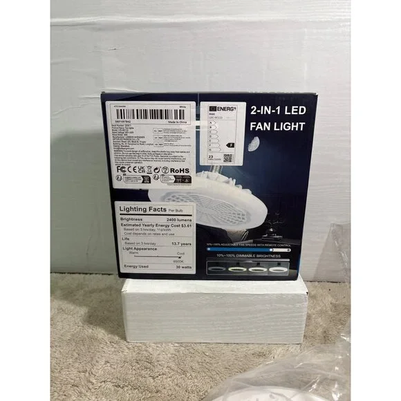 2-In-1 LED Ceiling Fan Light With Remote Control Dimmable Adjustable Speed - Picture 6 of 7